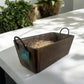 Wooden Basket Home Decor with Metal Handles