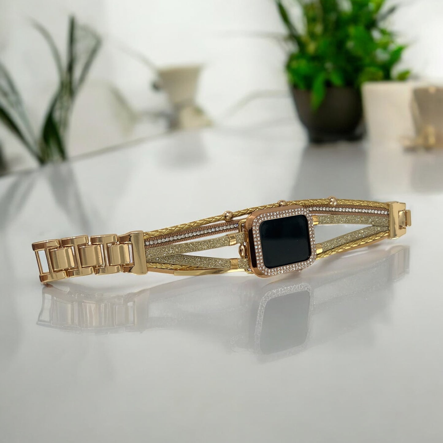 Apple Watch Rhinestone Bands with Stacked Bracelet Accent