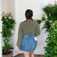 Cello Medium Denim High Rise Mini Skirt with Closure