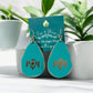Leather Turquoise Earrings with Western Eagle Accent