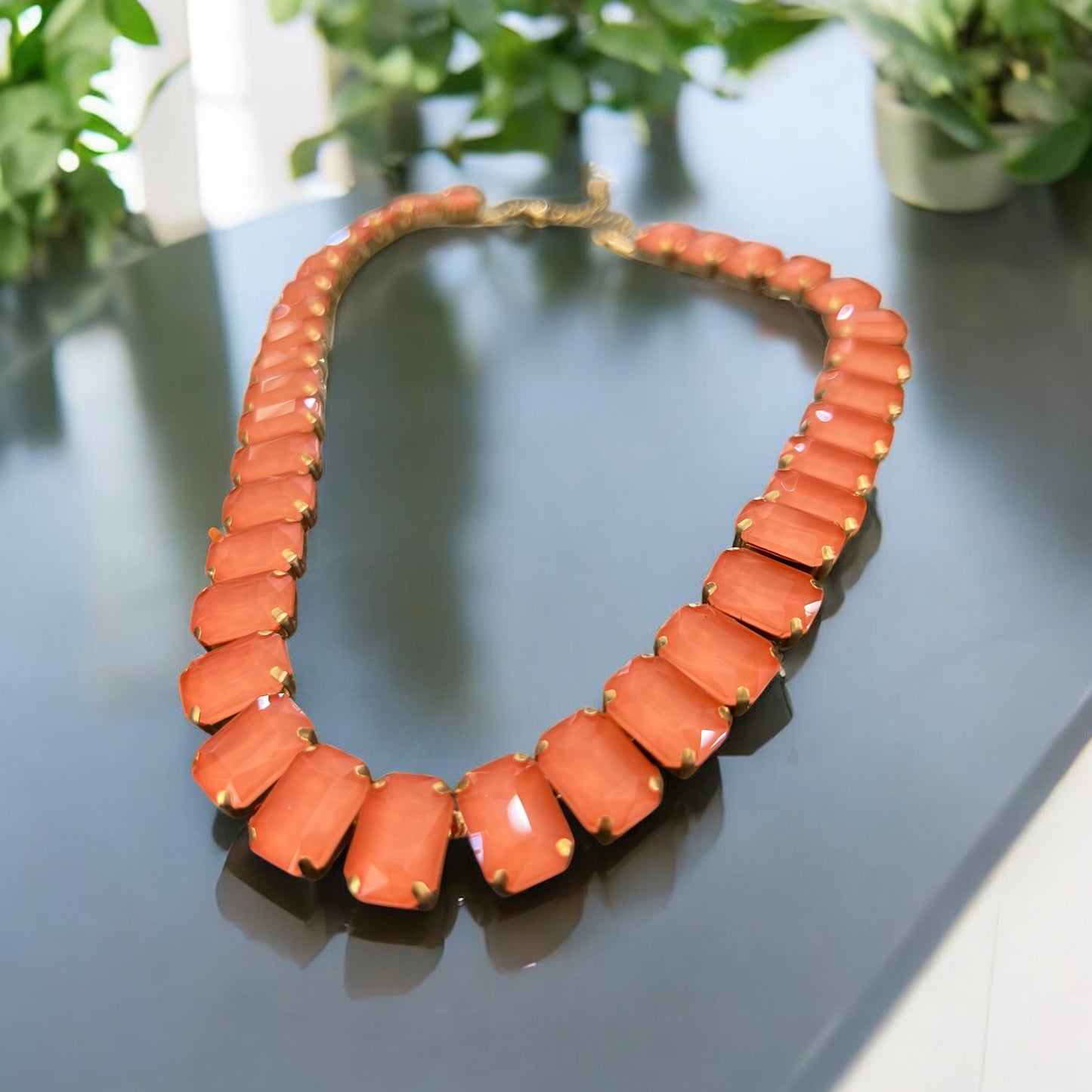 Coral Stone Jewel Collar Necklace