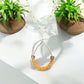 Gold Paperclip Chain Necklace with Teardrop Orange Glitter Pendant