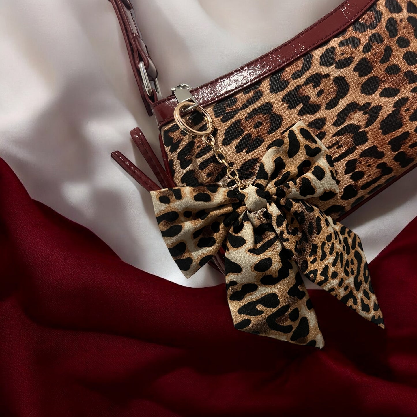 Cheetah Bow Clip On Keychain