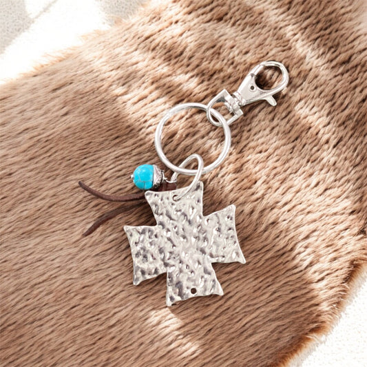 Western Silver Boho Keychain