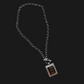 Vintage Sterling Silver Rectangle Tigers Eye Pendant Chain Necklace