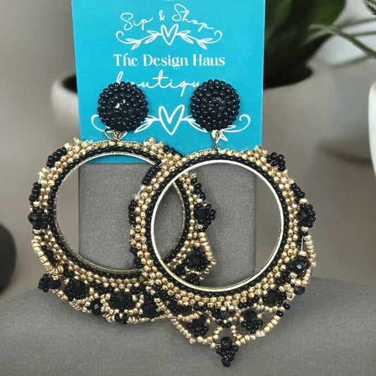 Round Beaded Hoop Earrings