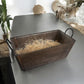 Wooden Basket Home Decor with Metal Handles