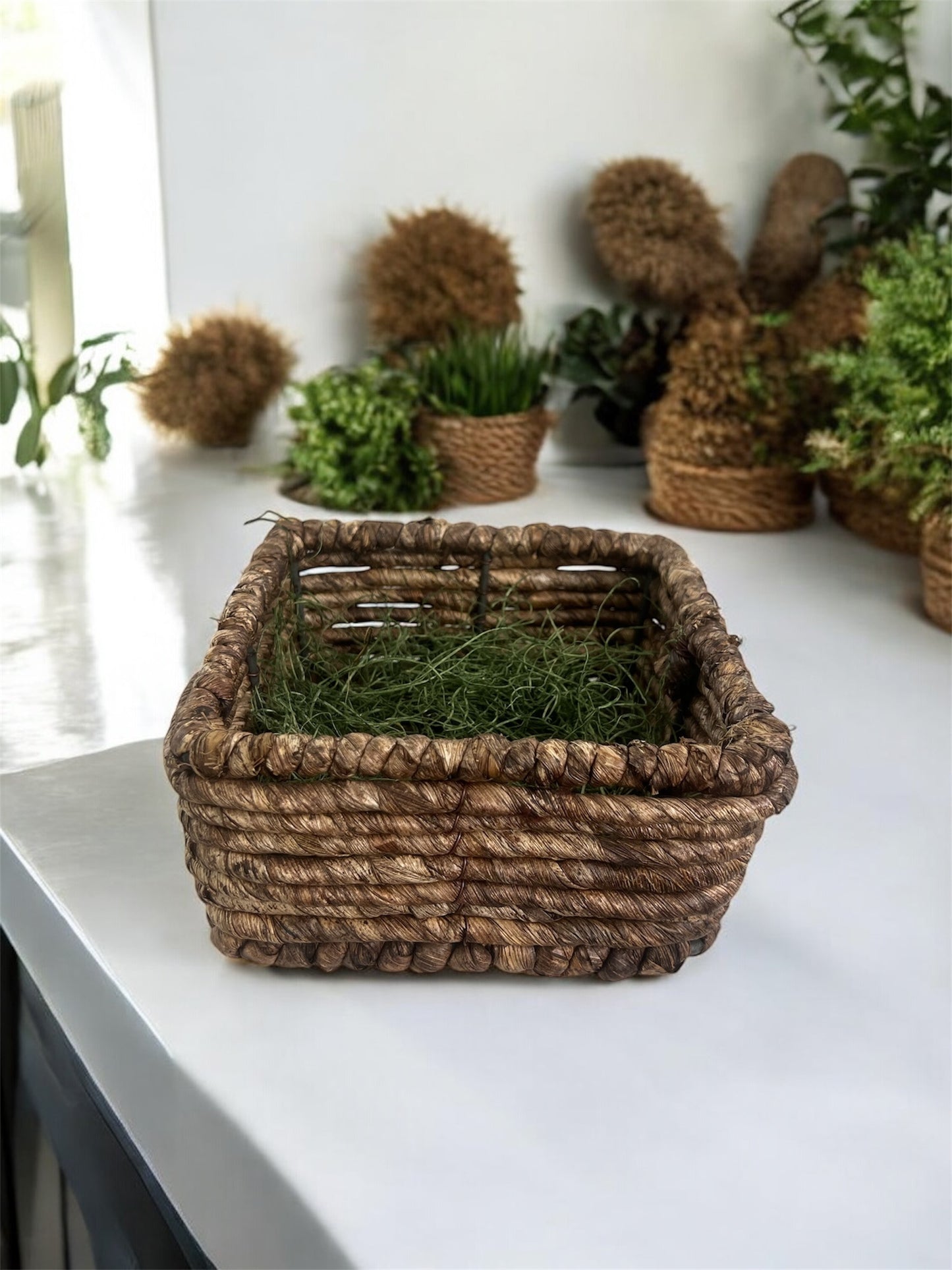 Brown Handwoven Small Square Storage Basket