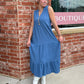 Blue V Neck Maxi Dress