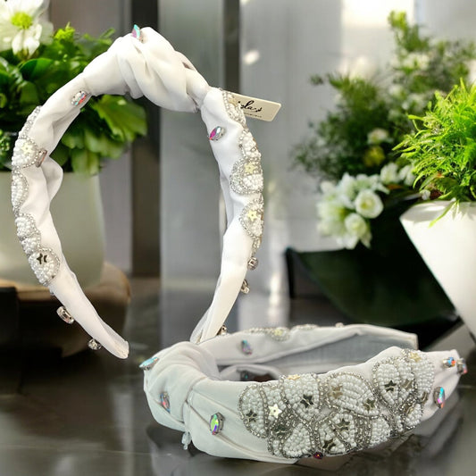 White Beaded Headband
