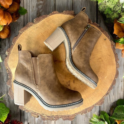 Cognac Leather Ankle Boots