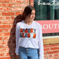 “Spooky Season” Sequin Decorative White Long Sleeve Top