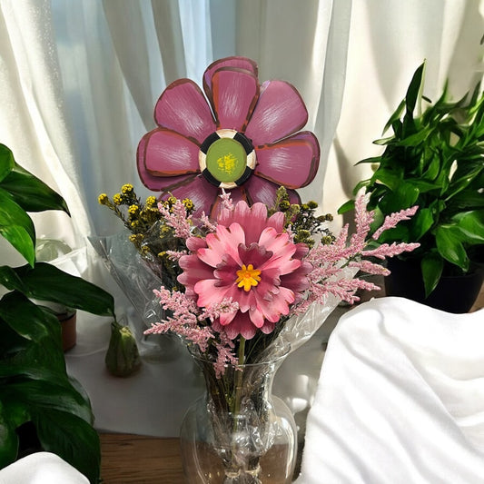 Round Top Fuscia Flower Garden Stake