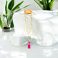 Triple Chain Fuchsia Rhinestone Pendant Necklace
