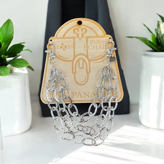 Triple Textured Large Oval Link Purse Chain