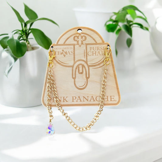 Curb Link Purse Chain with Teardrop Rhinestone Charm