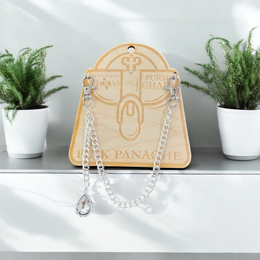 Curb Link Purse Chain with Teardrop Rhinestone Charm