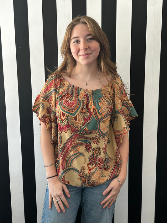 Paisley Ruffled Blouse