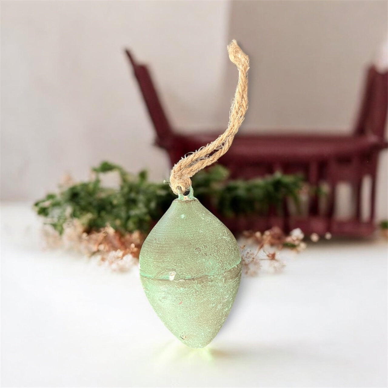 Rustic Clay Turquoise Pear Ornament