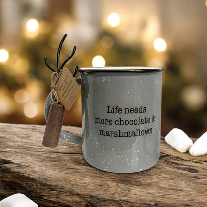 Enamel Campfire Mug with Marshmallow Fork