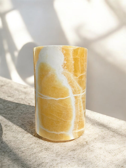 Onyx Cylinder Marble Vase for Candles