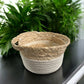White and Tan Woven Circle Basket