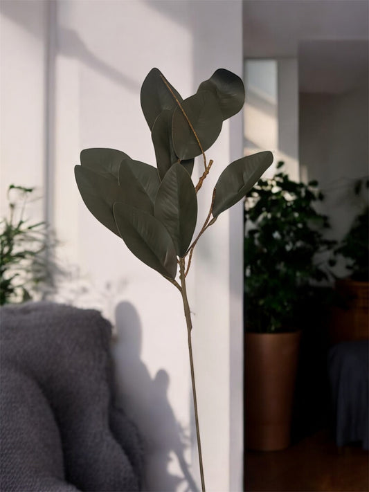 Plastic Magnolia Green Stem Home Decor Plant