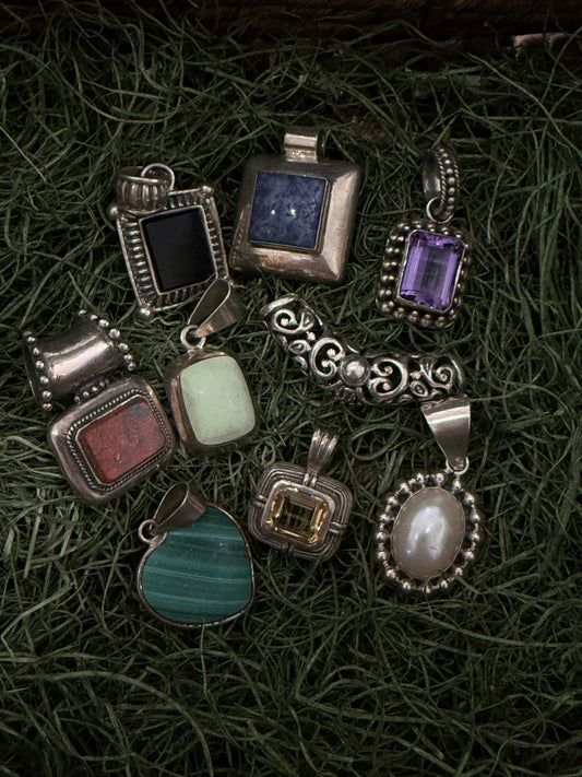 Vintage Sterling Silver Pendants with Stones