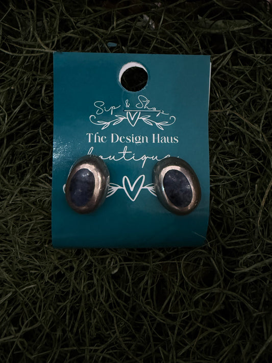 Vintage Sterling Silver Midnight Dome Earrings