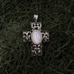 Vintage Sterling Silver Filigree Cross Pendant w/ Center Oval Mother of Pearl