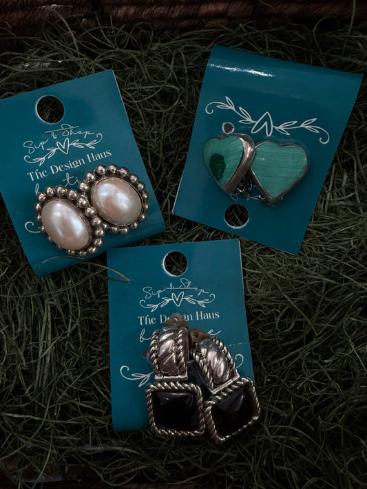 Vintage Sterling Silver Clip-On Earrings