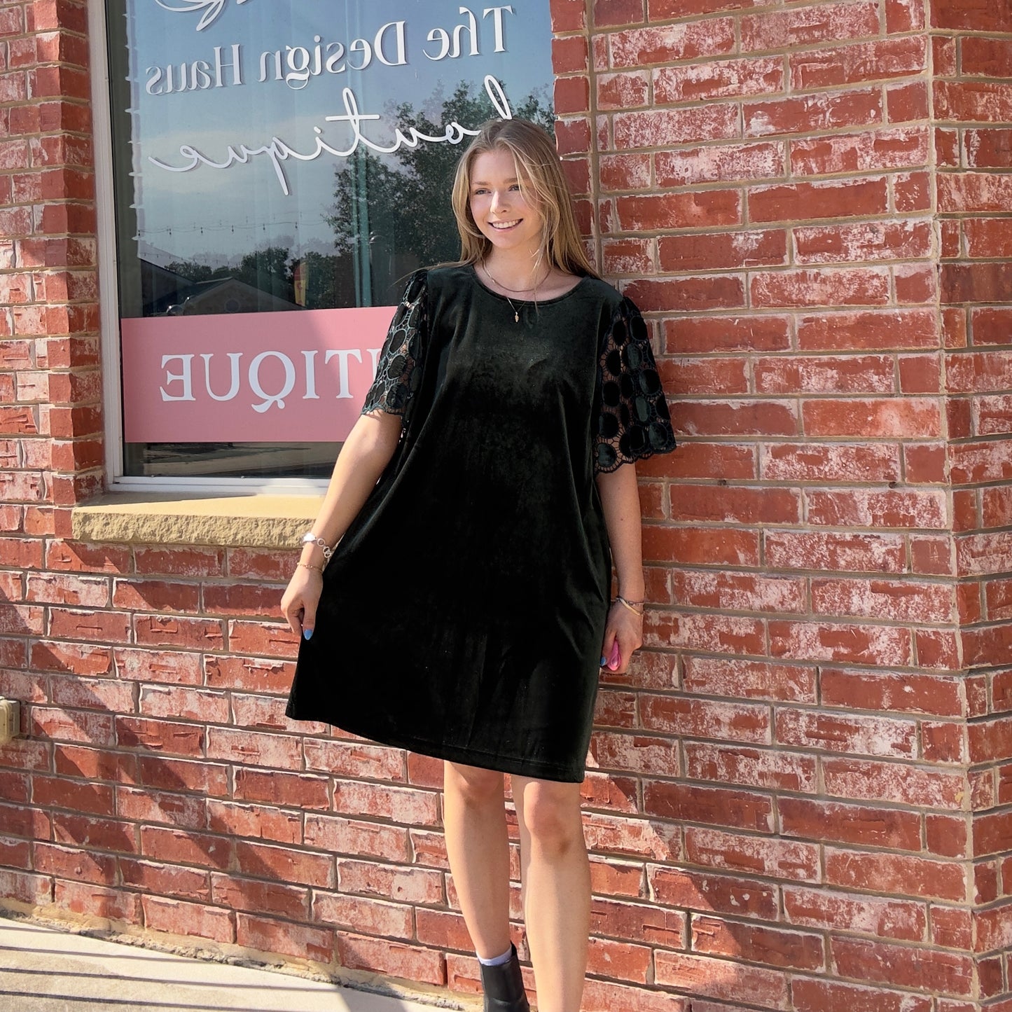 Emerald Green Velvet Dress