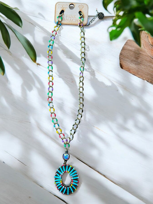 Multicolored Beaded Pendant Necklace
