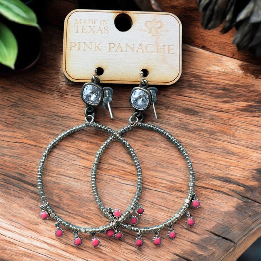 Gold & Pink Charmed Hoops