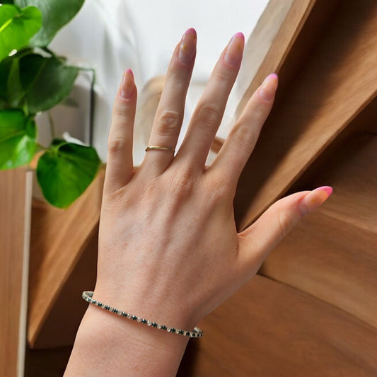Emerald & Silver Bangle
