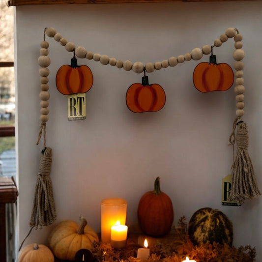 Round Top Fall and Pumpkin Garland Charm Set of 2