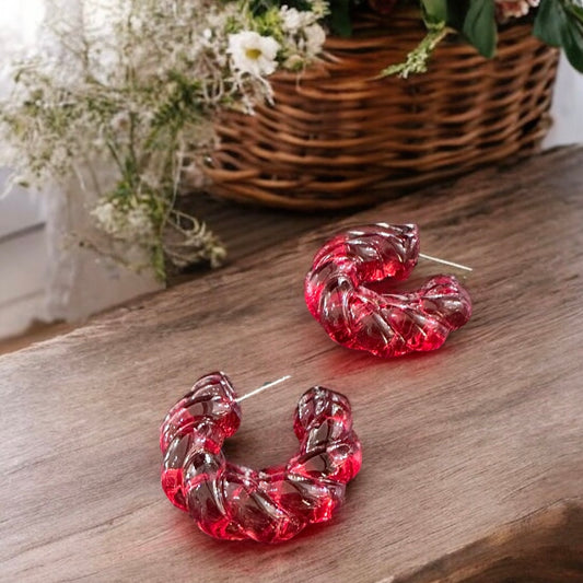 Thick Twisted Red Hoops