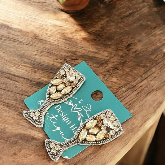 Beaded Wine Glass Earrings