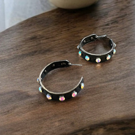 Bling Gunmetal Hoops