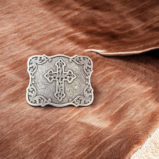 Antique Silver Cross Belt Buckle